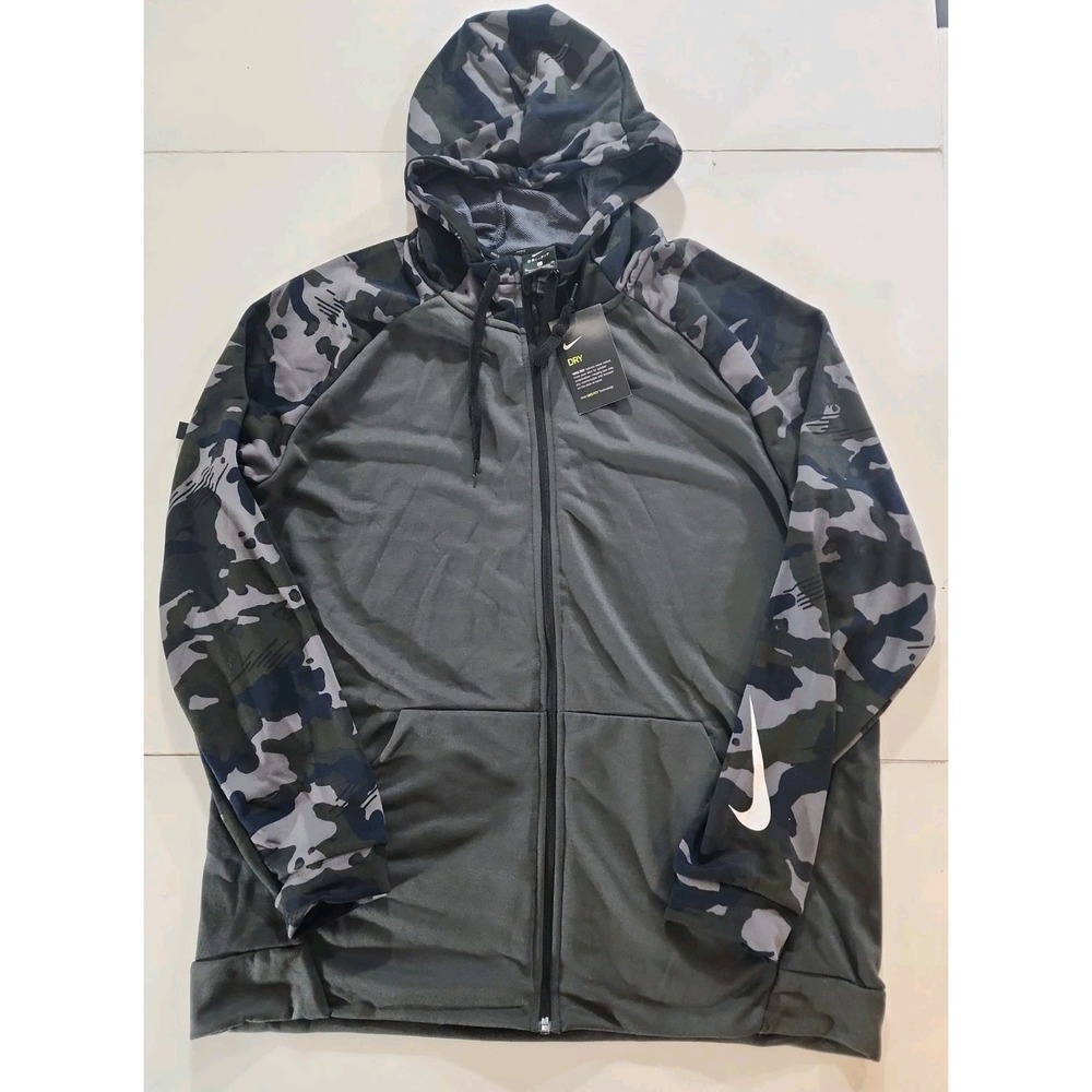 Nike Men's Dri-FIT Full Zip Camo Training Hoodie XL Anthracite Gray AR3112-060